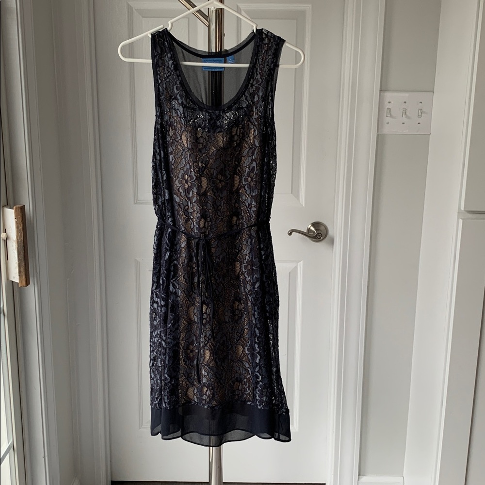Simply Vera Vera Wang Charcoal Lace Overlay Dress, size M.
